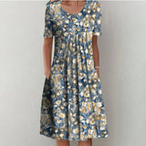 Blau mit Blumen