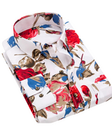 Weiß mit Rot- und Blaublumenmuster