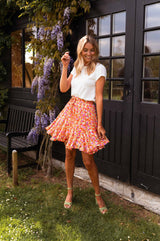 Orange mit Blumendruck